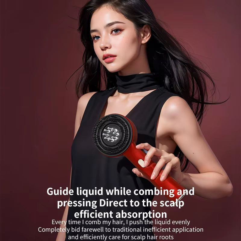 Electric Scalp Vibration Massage Comb Infrared Head Knead Massager Red Light Hair Growth Liquid Oil Applicator Anti-Hair Loss