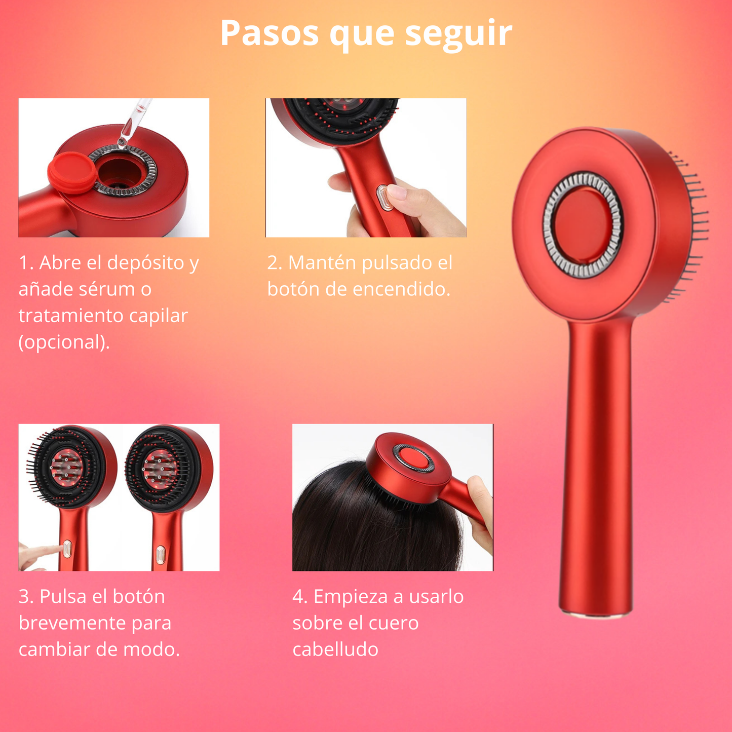 Peine Masajeador con Aplicador de Sérum