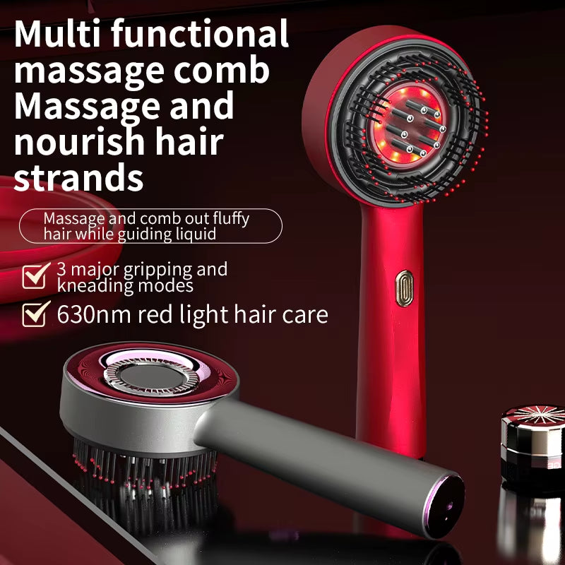 Electric Scalp Vibration Massage Comb Infrared Head Knead Massager Red Light Hair Growth Liquid Oil Applicator Anti-Hair Loss